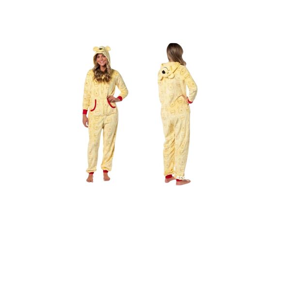 Winnie the Pooh Disney 3X One Piece Zip Fleece Hood Costume PJs Onesie - Picture 4 of 4